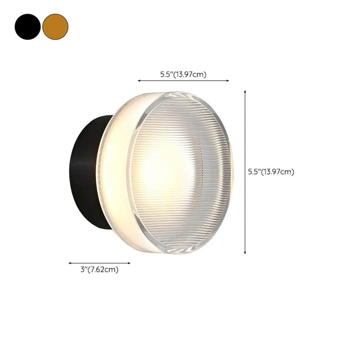 Modish Clear Ribbed Glass Shade Round LED Wall Sconce