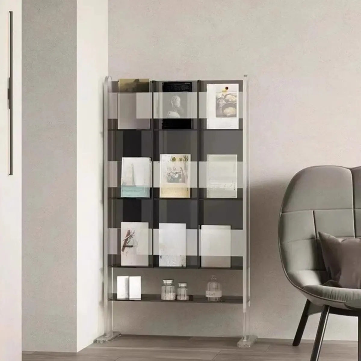 Modish Closed 4-Shelves Vertical Display Bookcases Image - 1