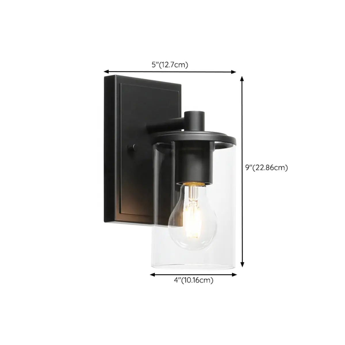 Modish Column Glass Shades Black Metal Vanity Light