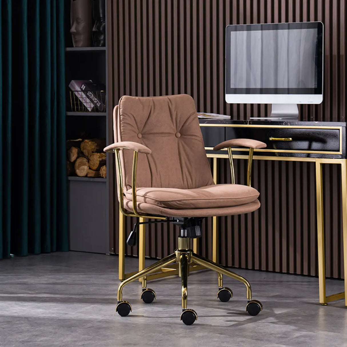 Modish Ergonomic Faux Leather Swivel Casters Office Chair Image - 17