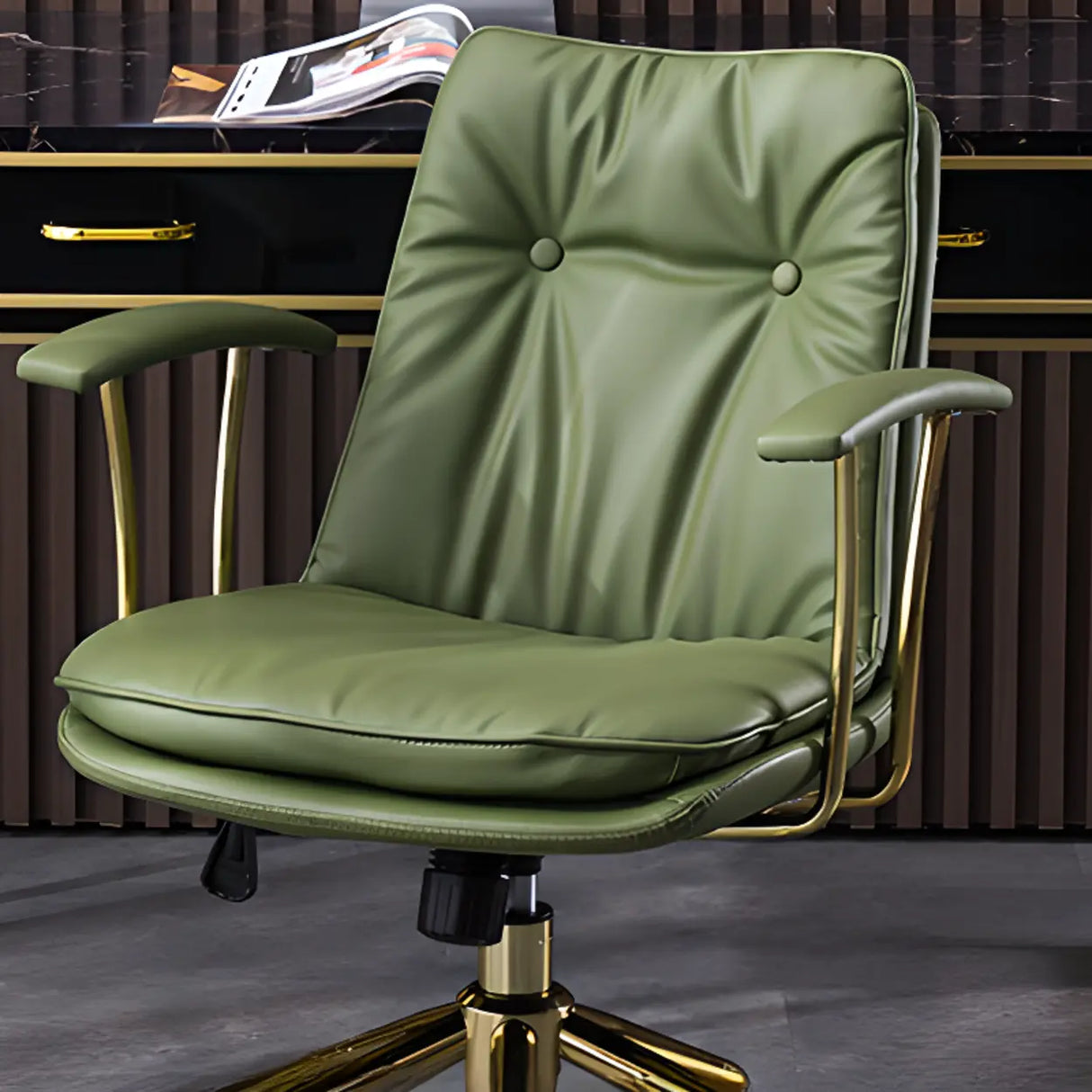 Modish Ergonomic Faux Leather Swivel Casters Office Chair Image - 3