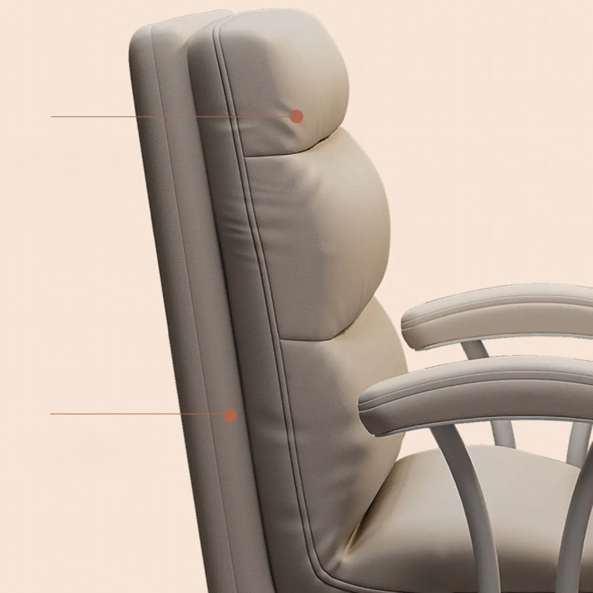 Modish Ergonomic Leather Gray Office Chair with Casters Image - 11