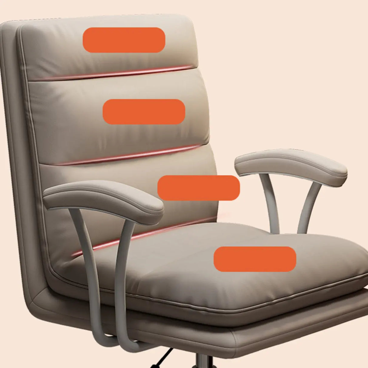 Modish Ergonomic Leather Gray Office Chair with Casters Image - 12