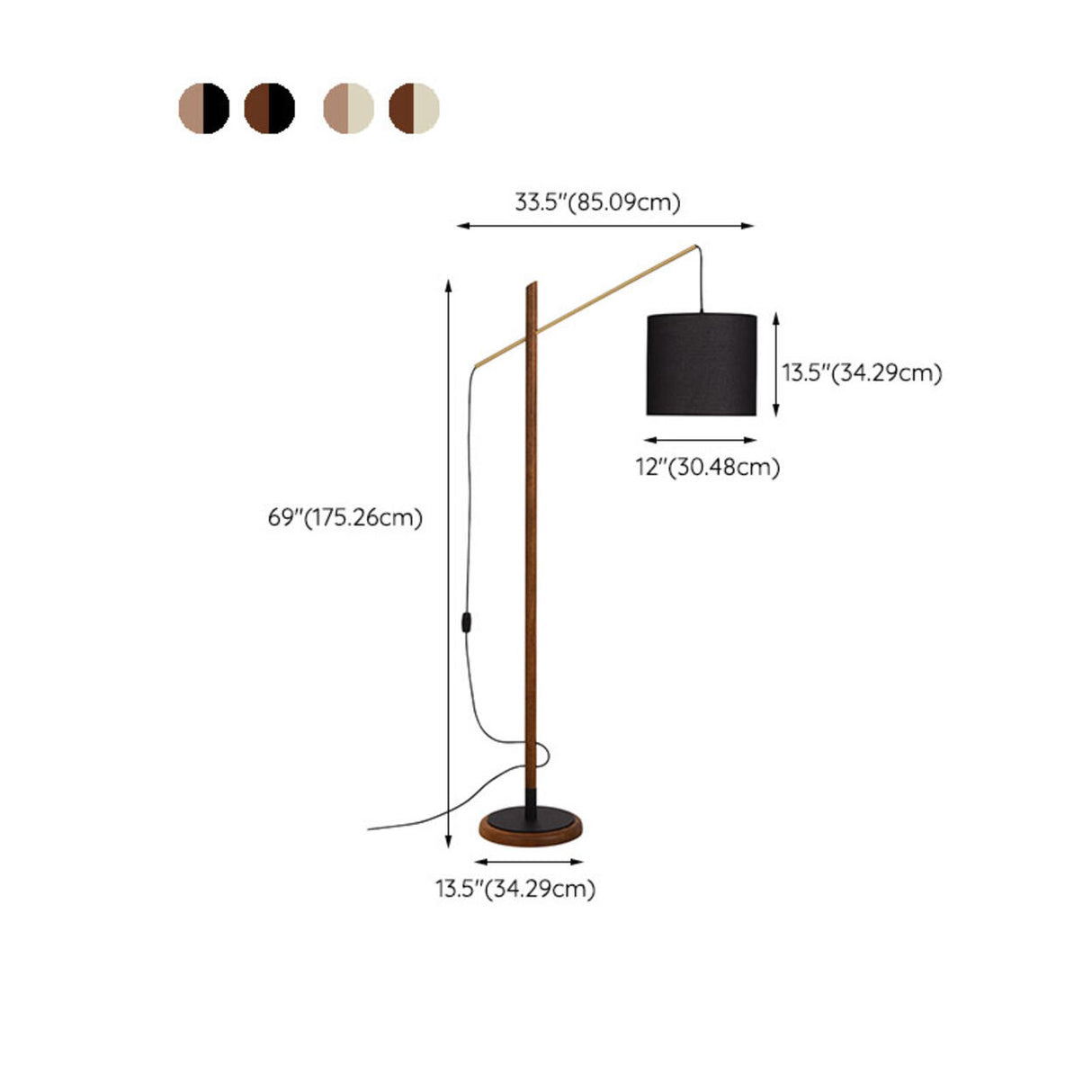 Modish Fabric Barrel and Wooden Arc LED Floor Lamp
