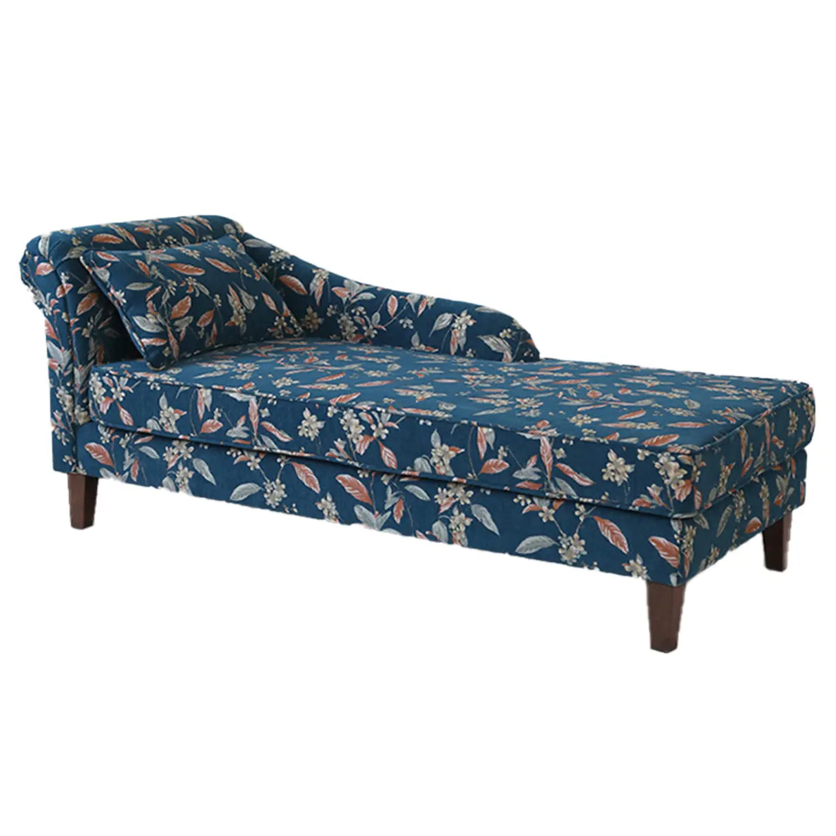 Modish Floral Pattern Fabric Reclining Lounge Chaise Image - 1