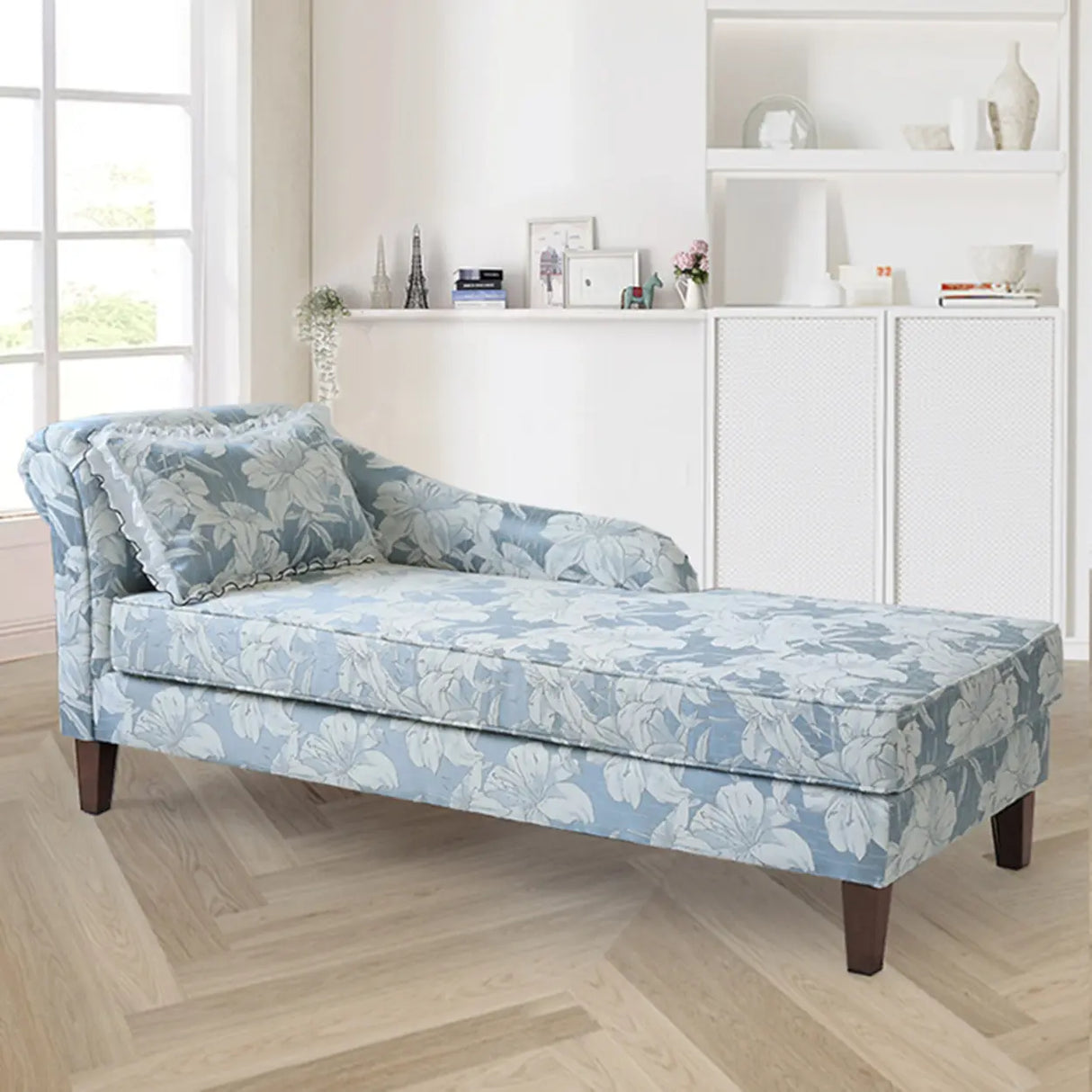 Modish Floral Pattern Fabric Reclining Lounge Chaise Image - 10