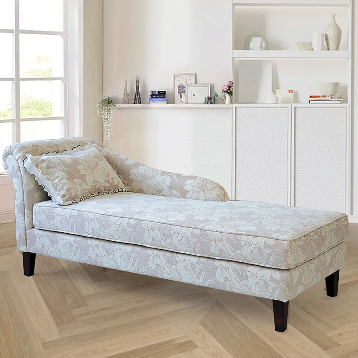 Modish Floral Pattern Fabric Reclining Lounge Chaise Image - 12