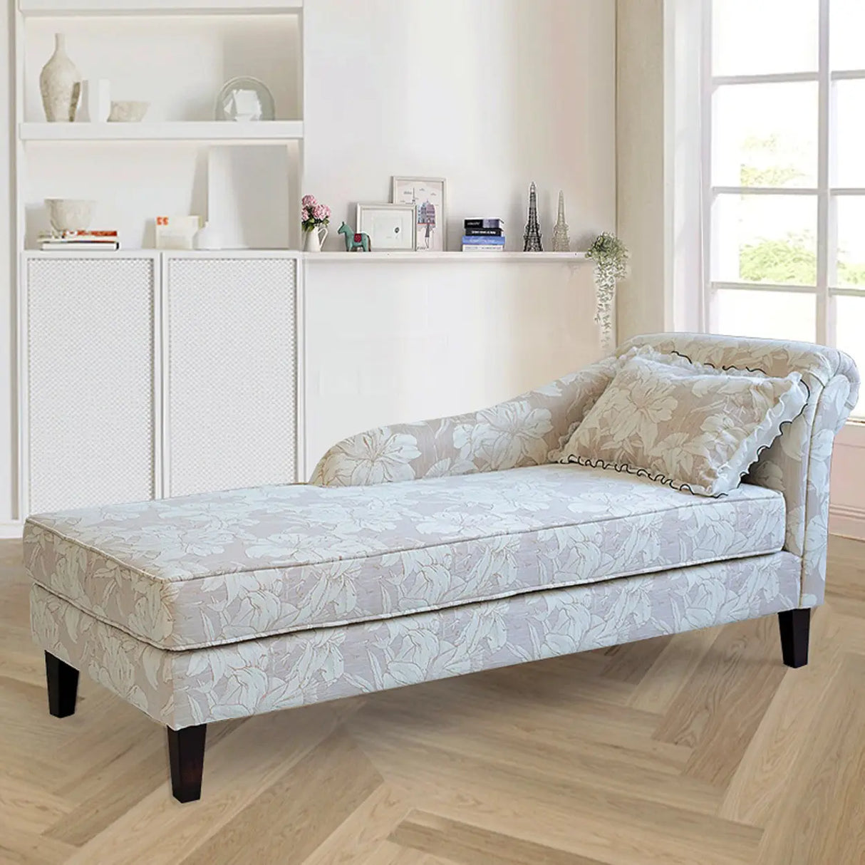 Modish Floral Pattern Fabric Reclining Lounge Chaise Image - 13