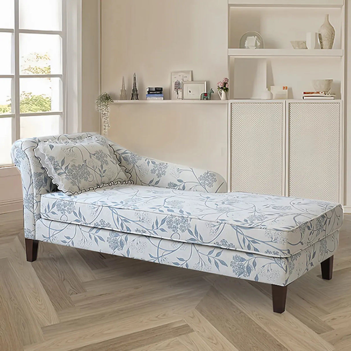 Modish Floral Pattern Fabric Reclining Lounge Chaise Image - 16