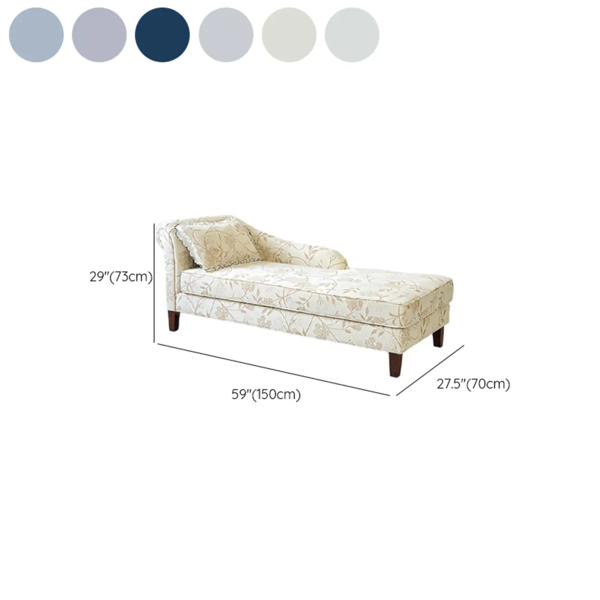 Modish Floral Pattern Fabric Reclining Lounge Chaise