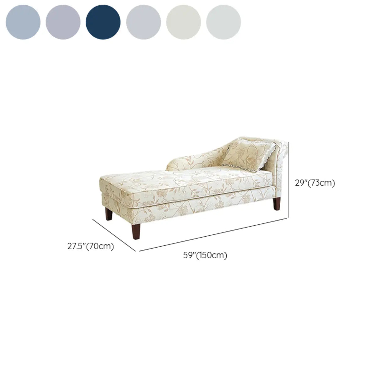 Modish Floral Pattern Fabric Reclining Lounge Chaise Image - 19