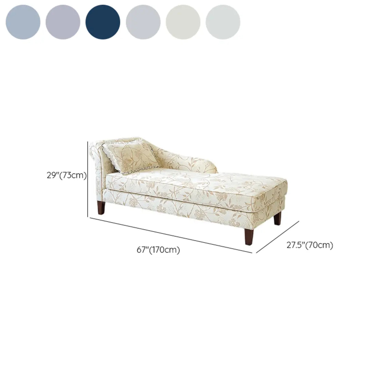 Modish Floral Pattern Fabric Reclining Lounge Chaise Image - 20