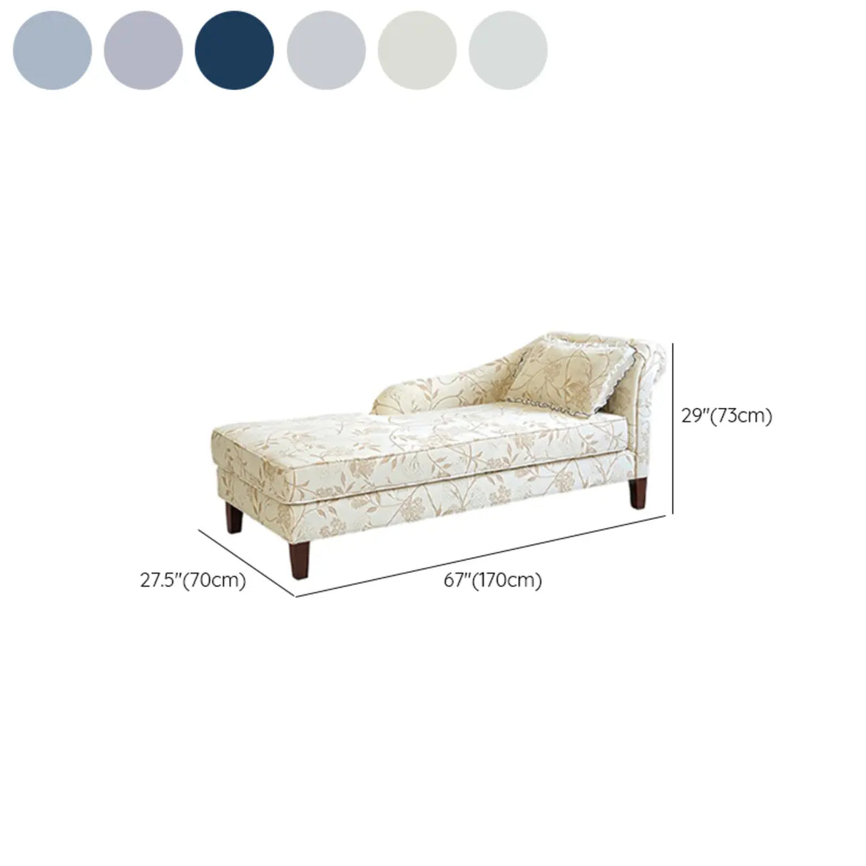 Modish Floral Pattern Fabric Reclining Lounge Chaise Image - 21