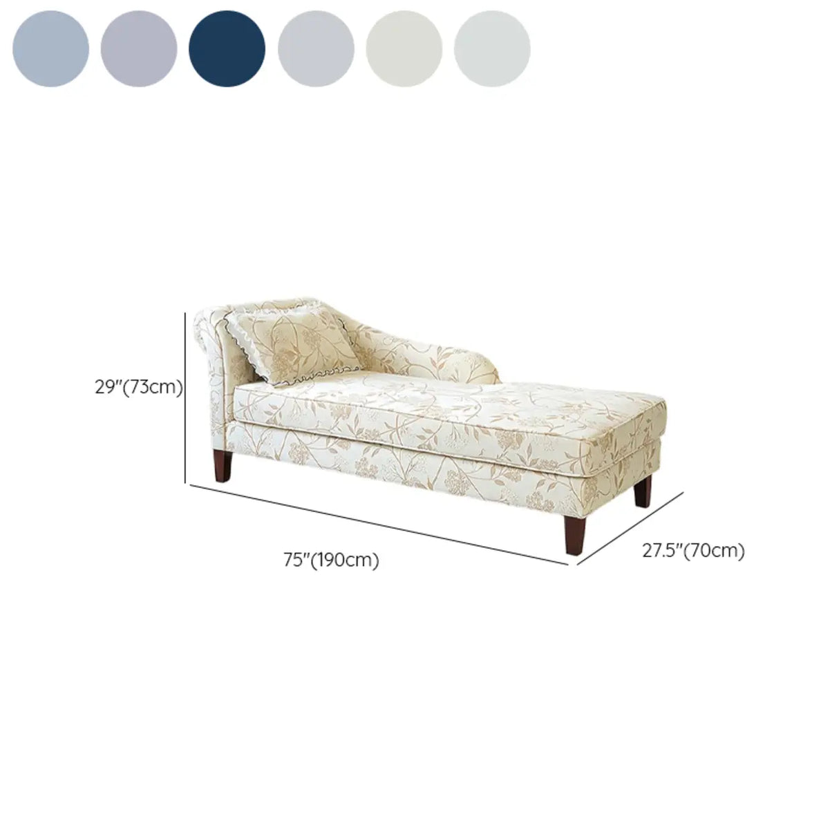 Modish Floral Pattern Fabric Reclining Lounge Chaise Image - 22