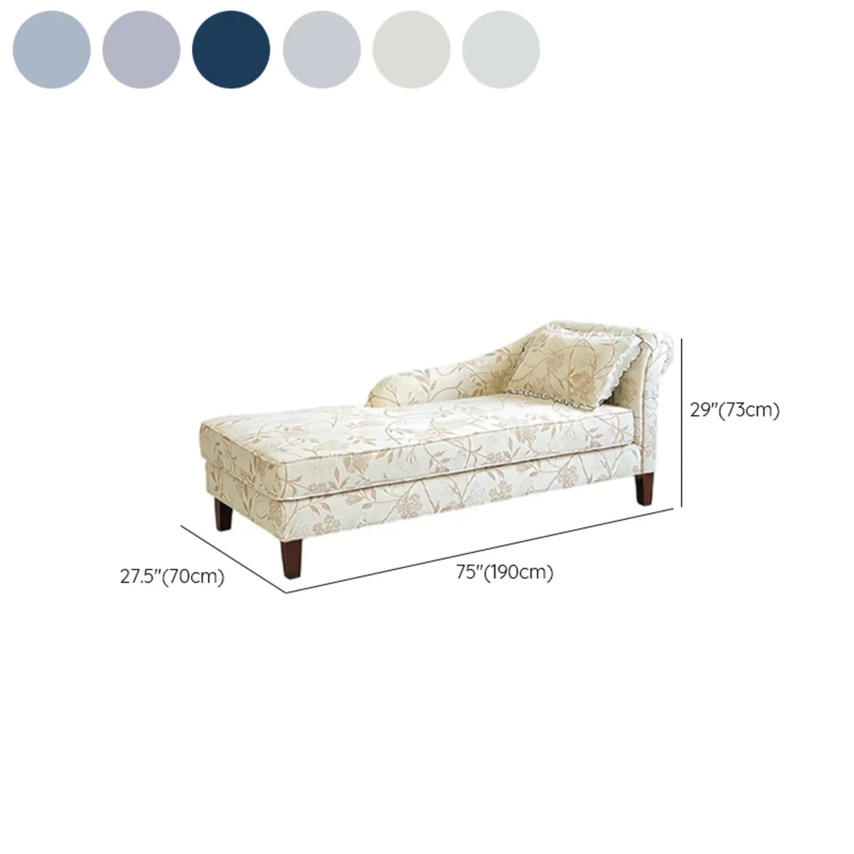 Modish Floral Pattern Fabric Reclining Lounge Chaise Image - 23