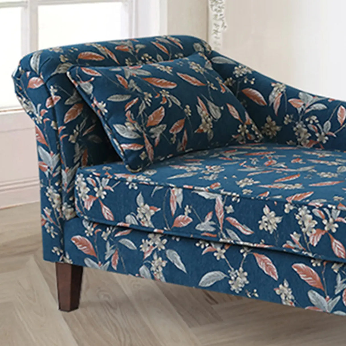 Modish Floral Pattern Fabric Reclining Lounge Chaise Image - 4