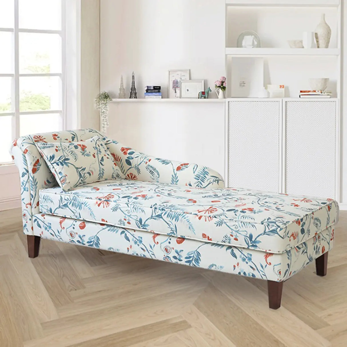 Modish Floral Pattern Fabric Reclining Lounge Chaise Image - 5