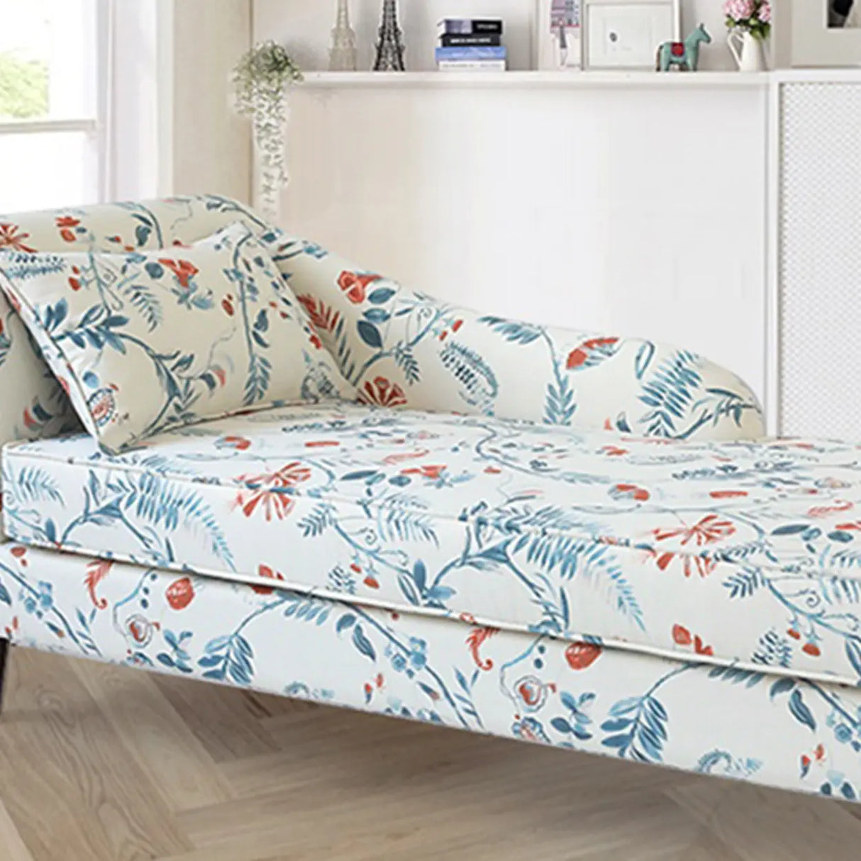 Modish Floral Pattern Fabric Reclining Lounge Chaise Image - 7