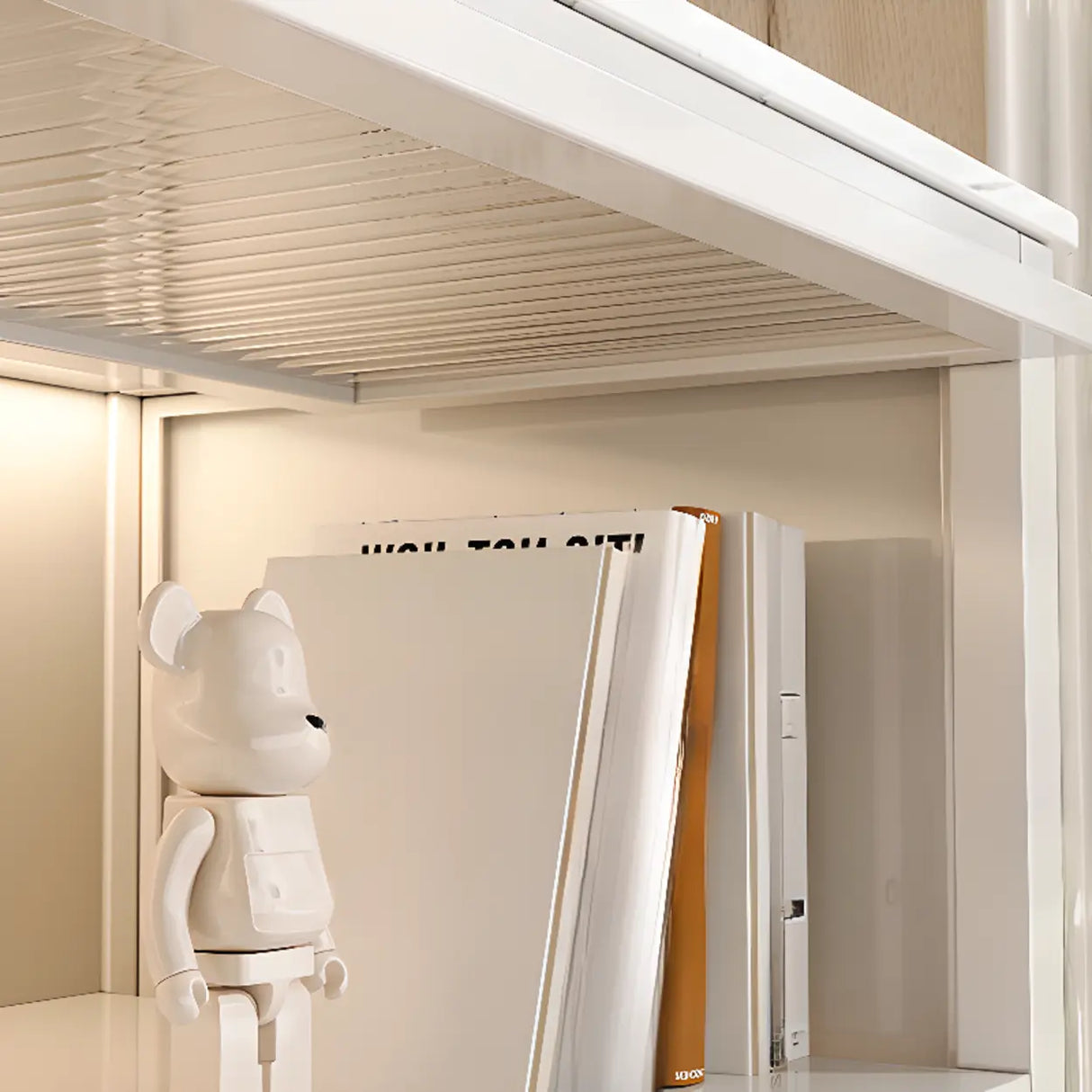 Modish French Glass Door Closed Metal Small Bookcase Image - 13