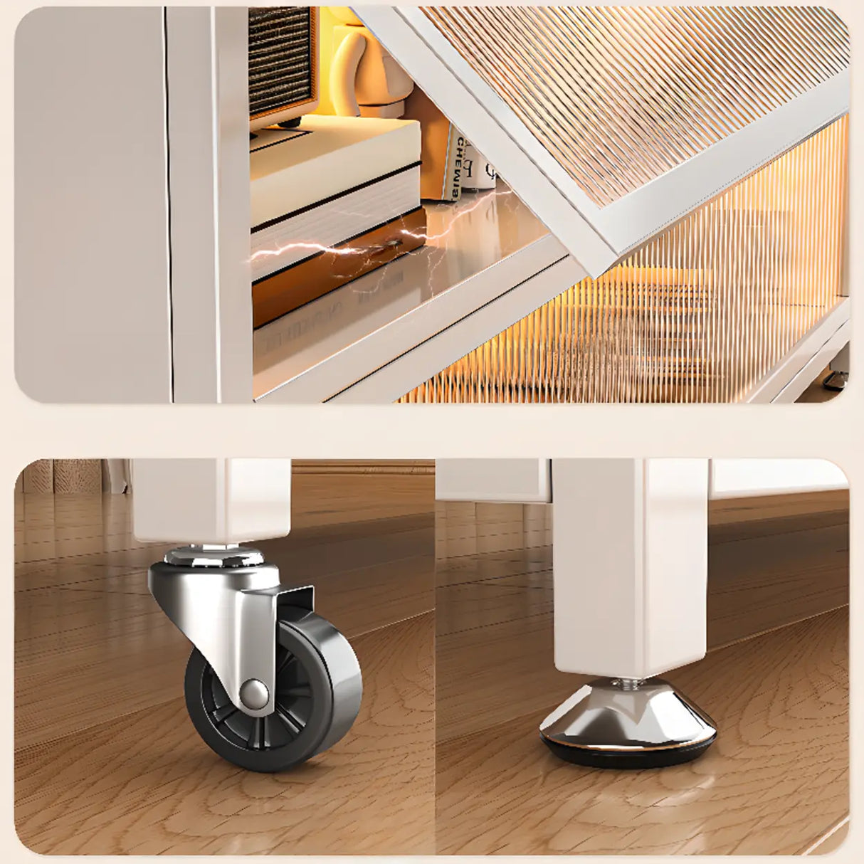 Modish French Glass Door Closed Metal Small Bookcase Image - 16