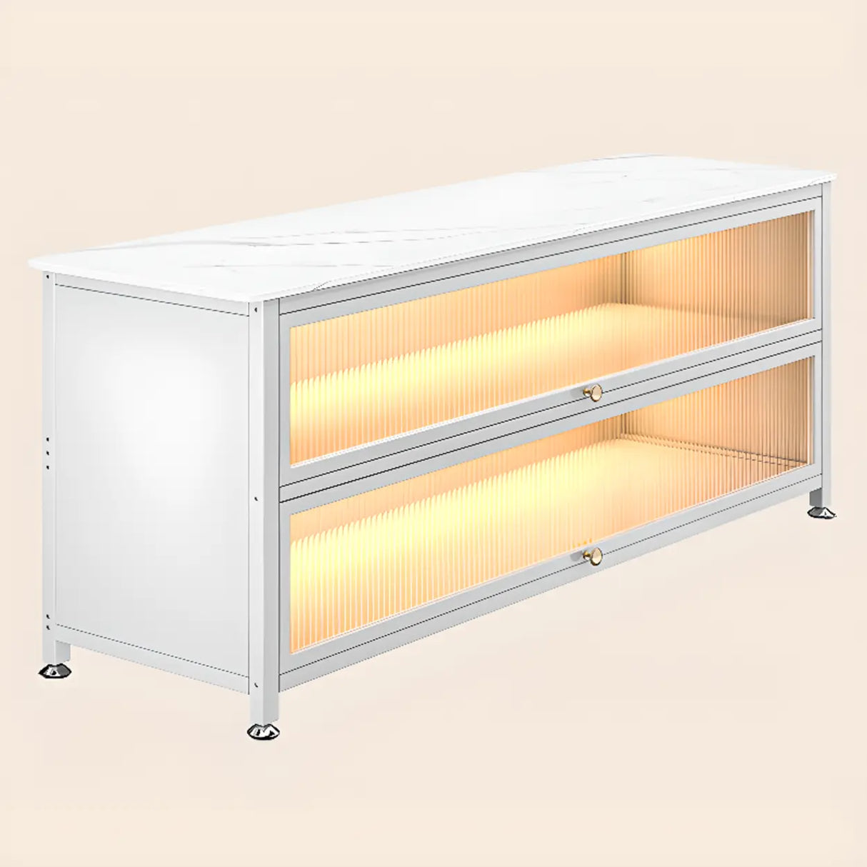 Modish French Glass Door Closed Metal Small Bookcase Image - 17