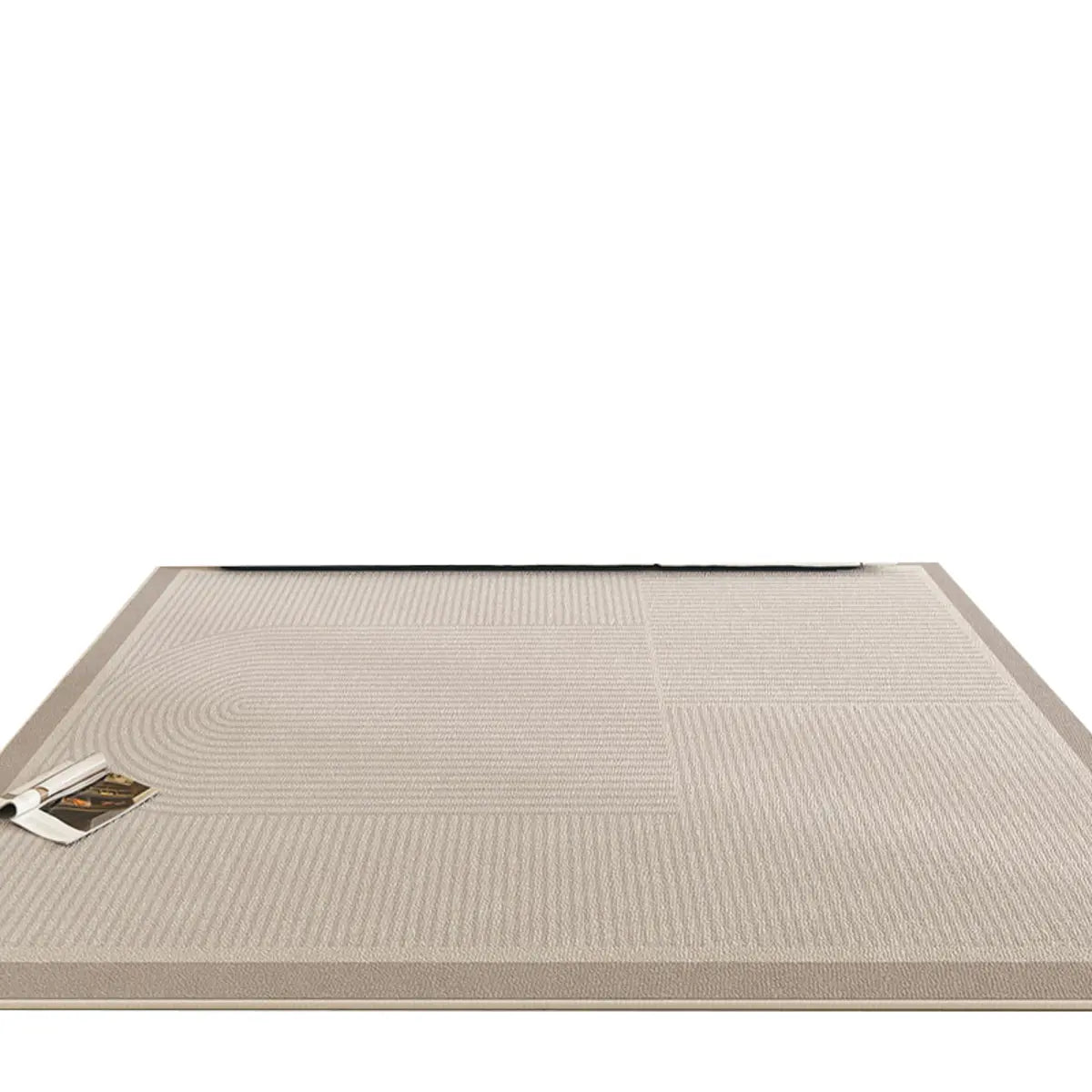 Modish Geometric Flannel Ivory Anti-Slip Area Rug Image - 5