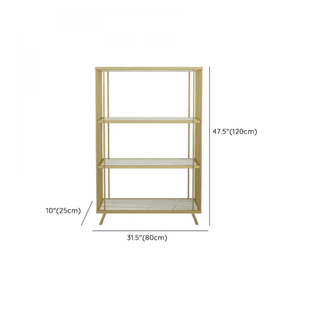 Modish Gold Metal Frame Vertical Open Display Bookcase Image - 10