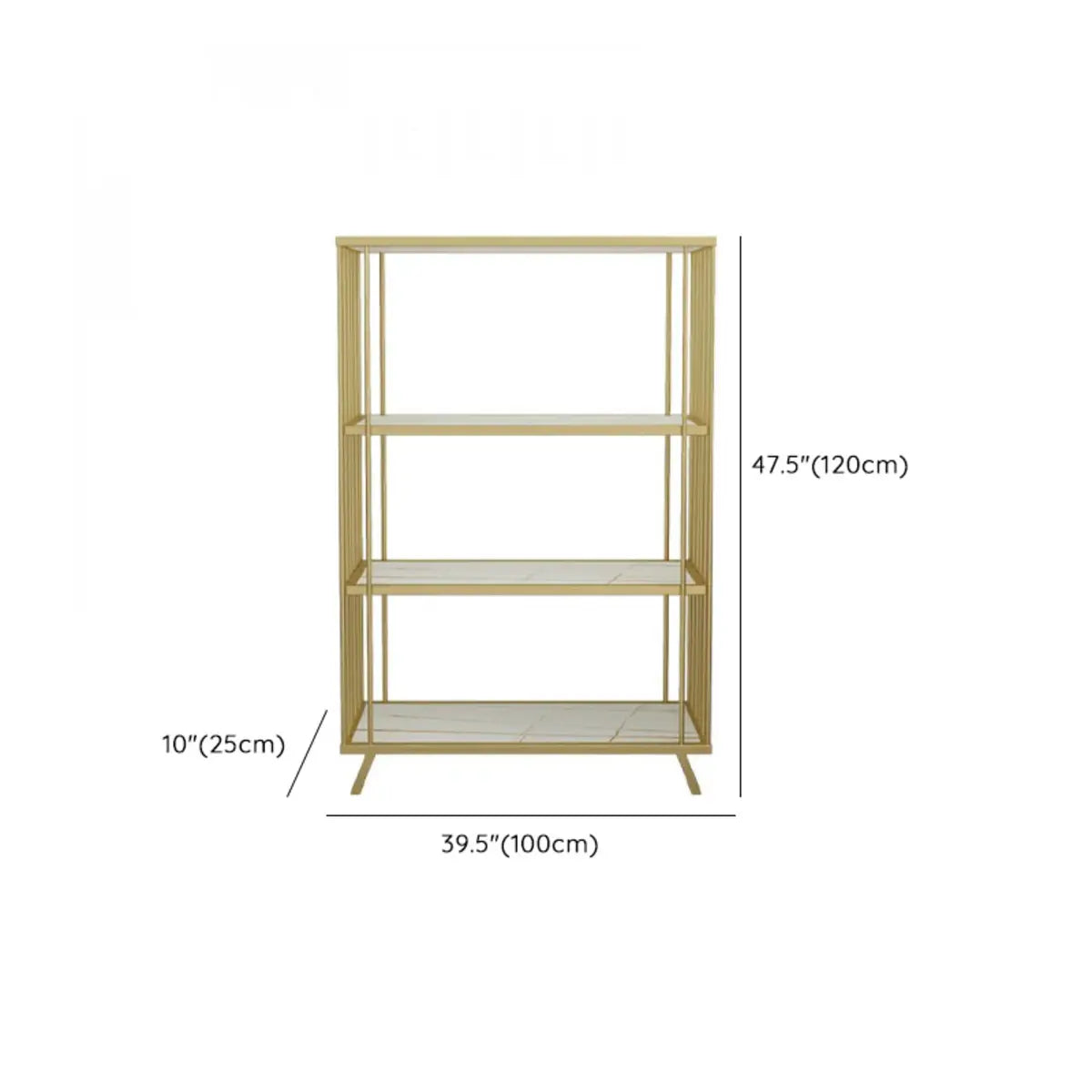 Modish Gold Metal Frame Vertical Open Display Bookcase Image - 11