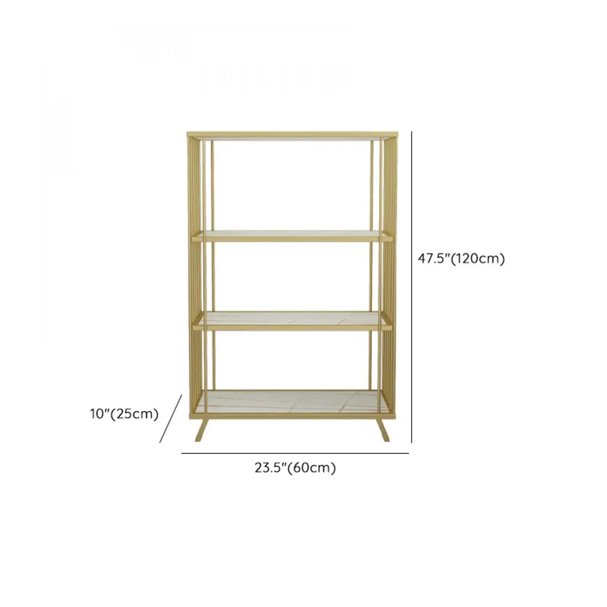 Modish Gold Metal Frame Vertical Open Display Bookcase Image - 12