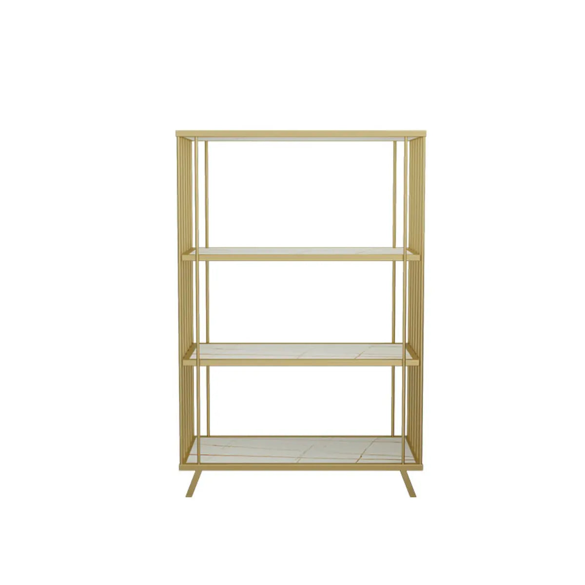 Modish Gold Metal Frame Vertical Open Display Bookcase Image - 3