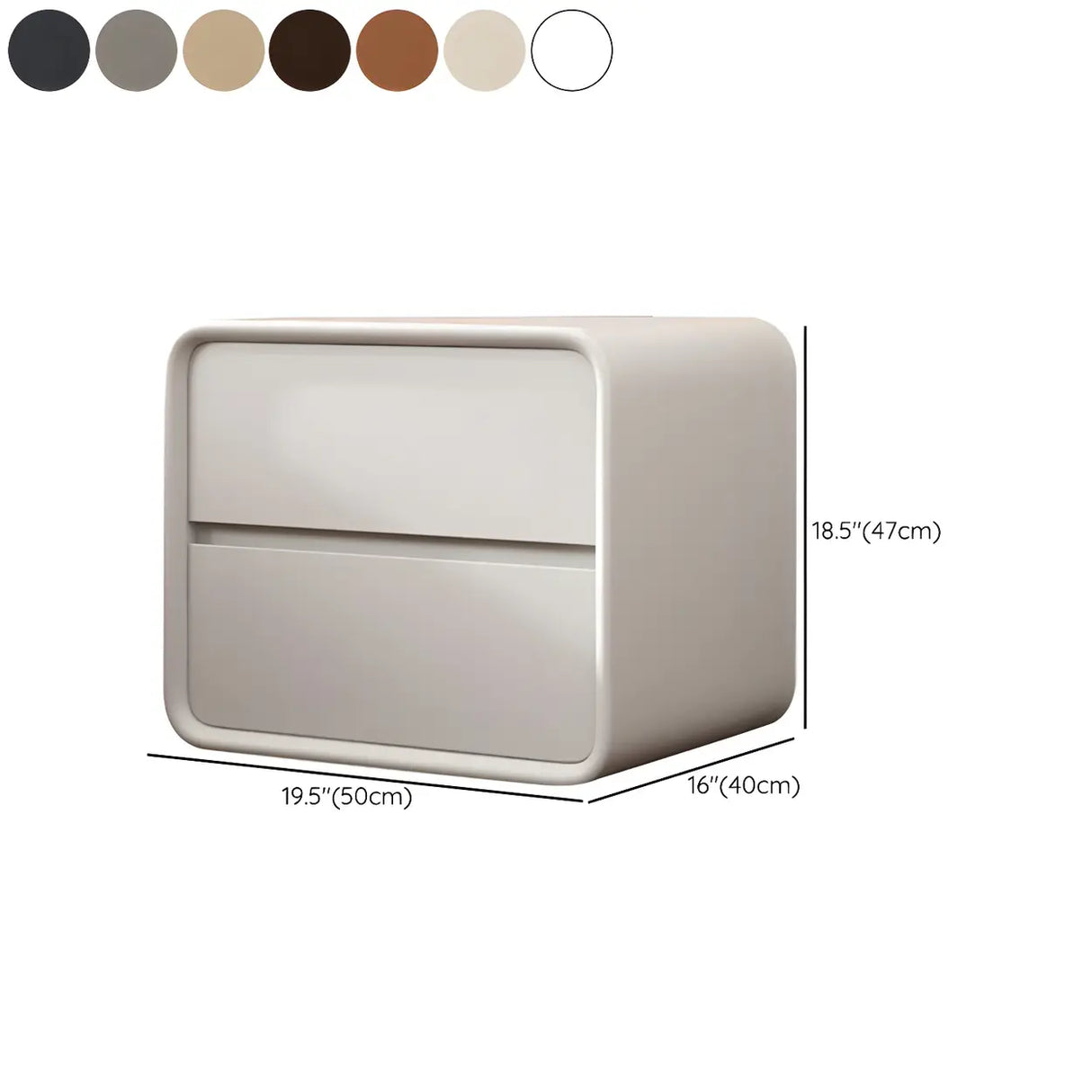 Modish Gray Dual Drawer Rounded Faux Leather Nightstand Image - 17