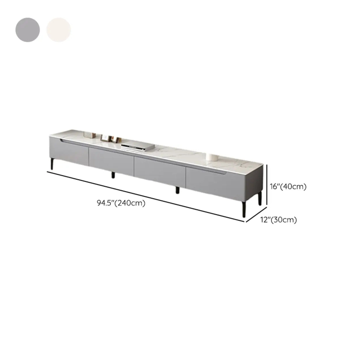 Modish Grey Stone Rectangle TV Stand with Drawers Image - 19