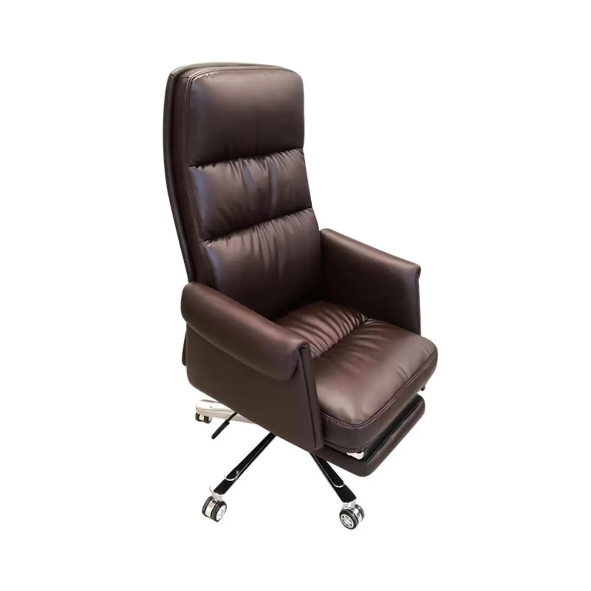 Modish Leather Executive Rotatable Beige Office Chair Image - 3