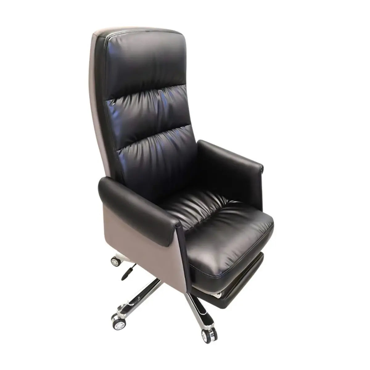 Modish Leather Executive Rotatable Beige Office Chair Image - 4