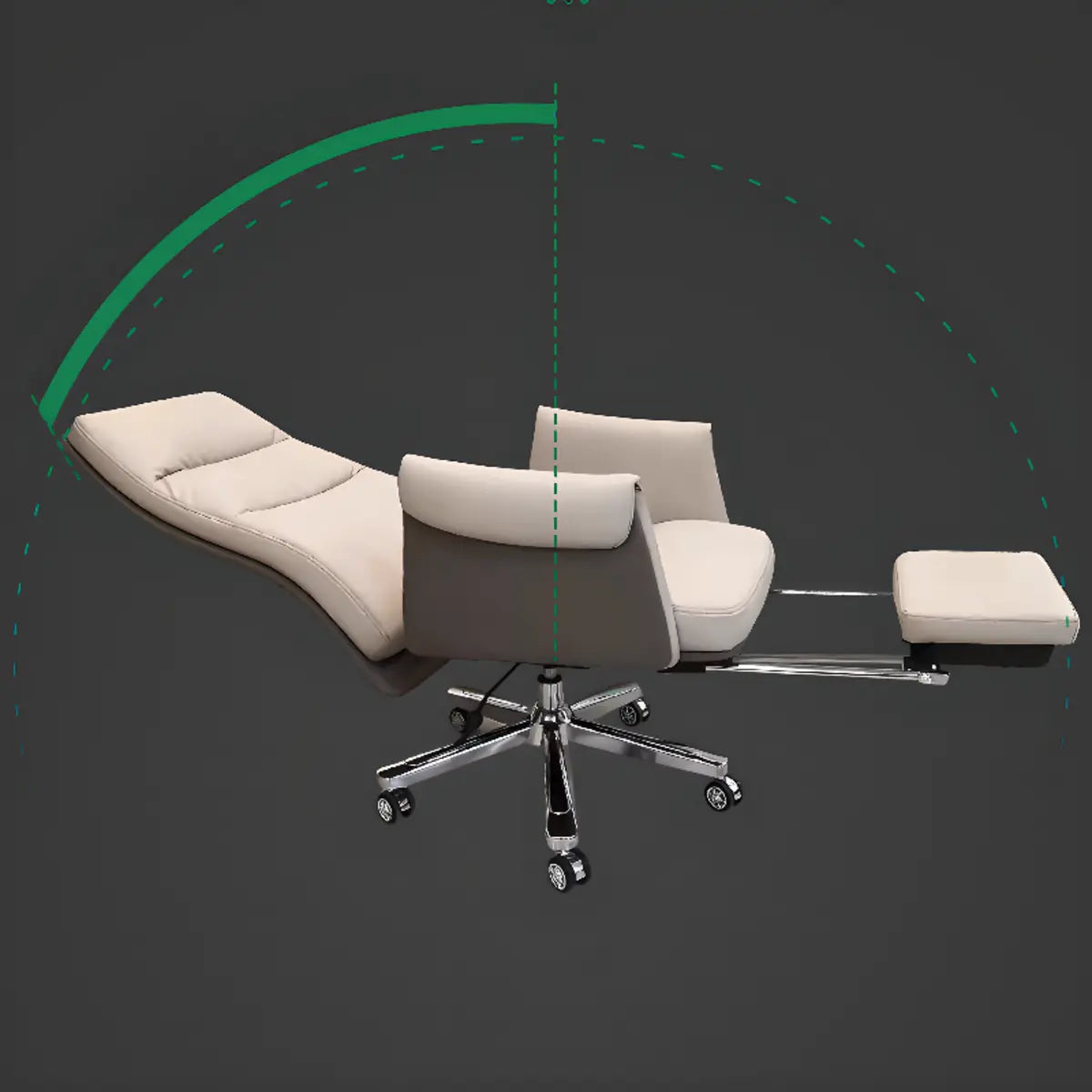 Modish Leather Executive Rotatable Beige Office Chair Image - 9