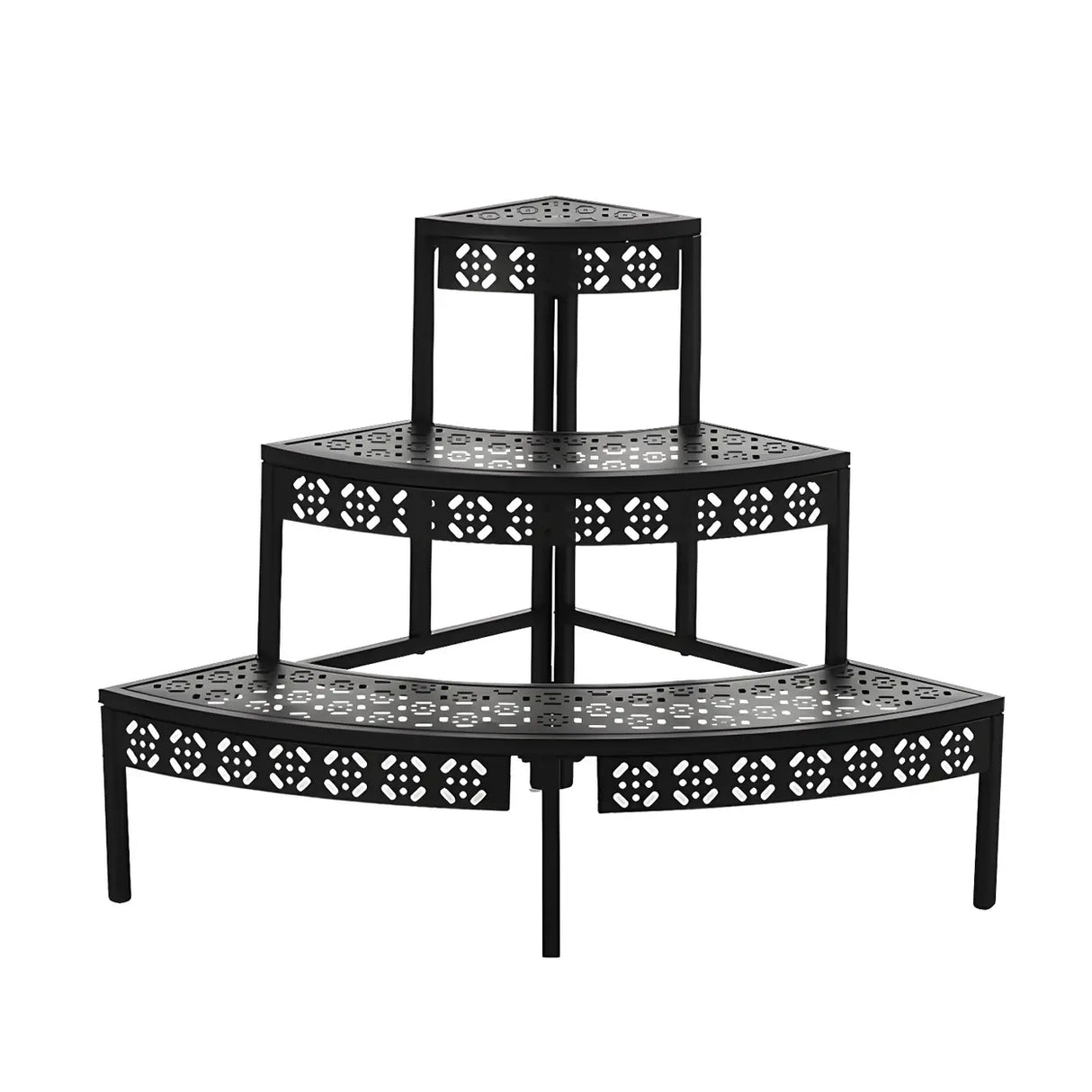 Modish Metal Semi-Circle Balcony Black Plant Stand Image - 10