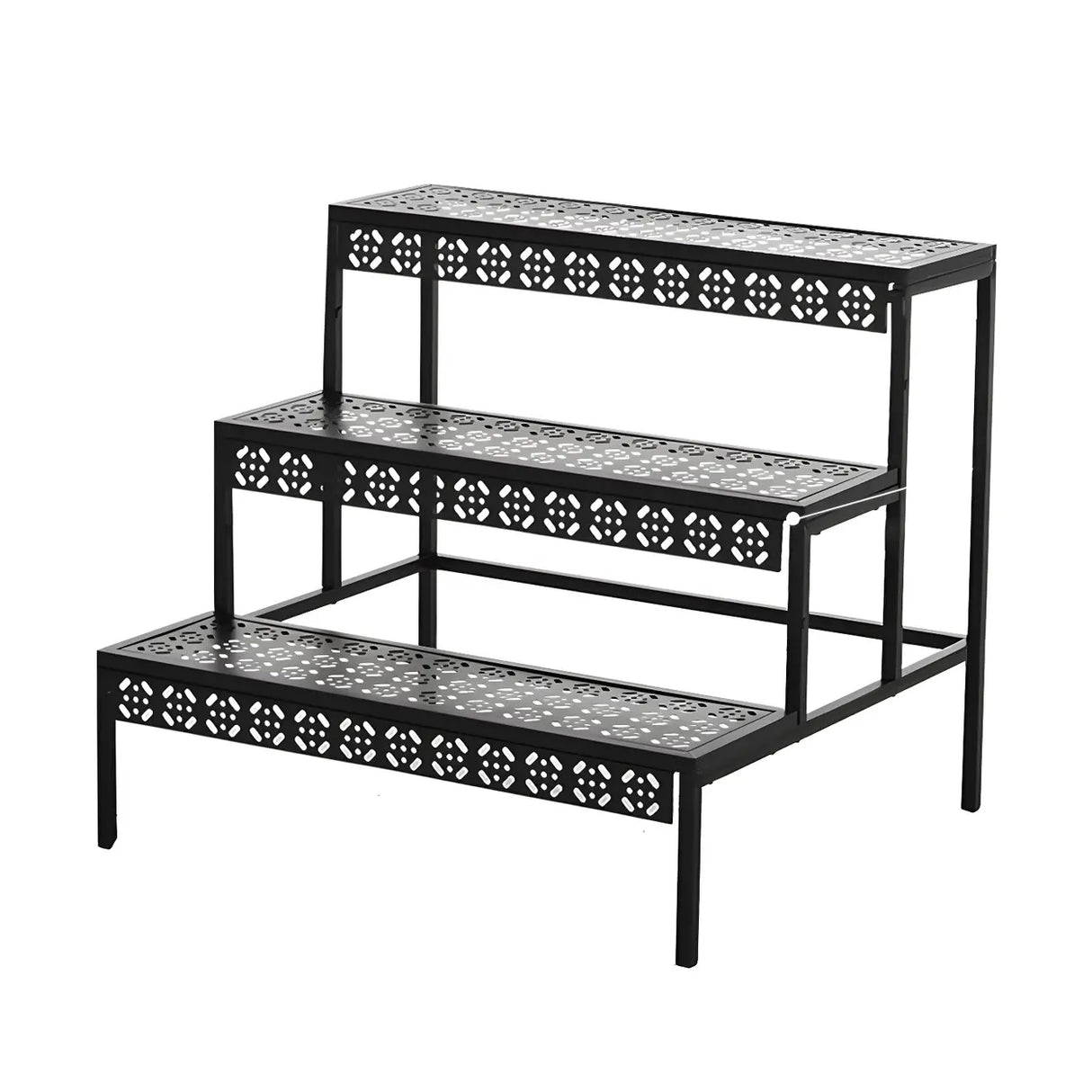 Modish Metal Semi-Circle Balcony Black Plant Stand Image - 11