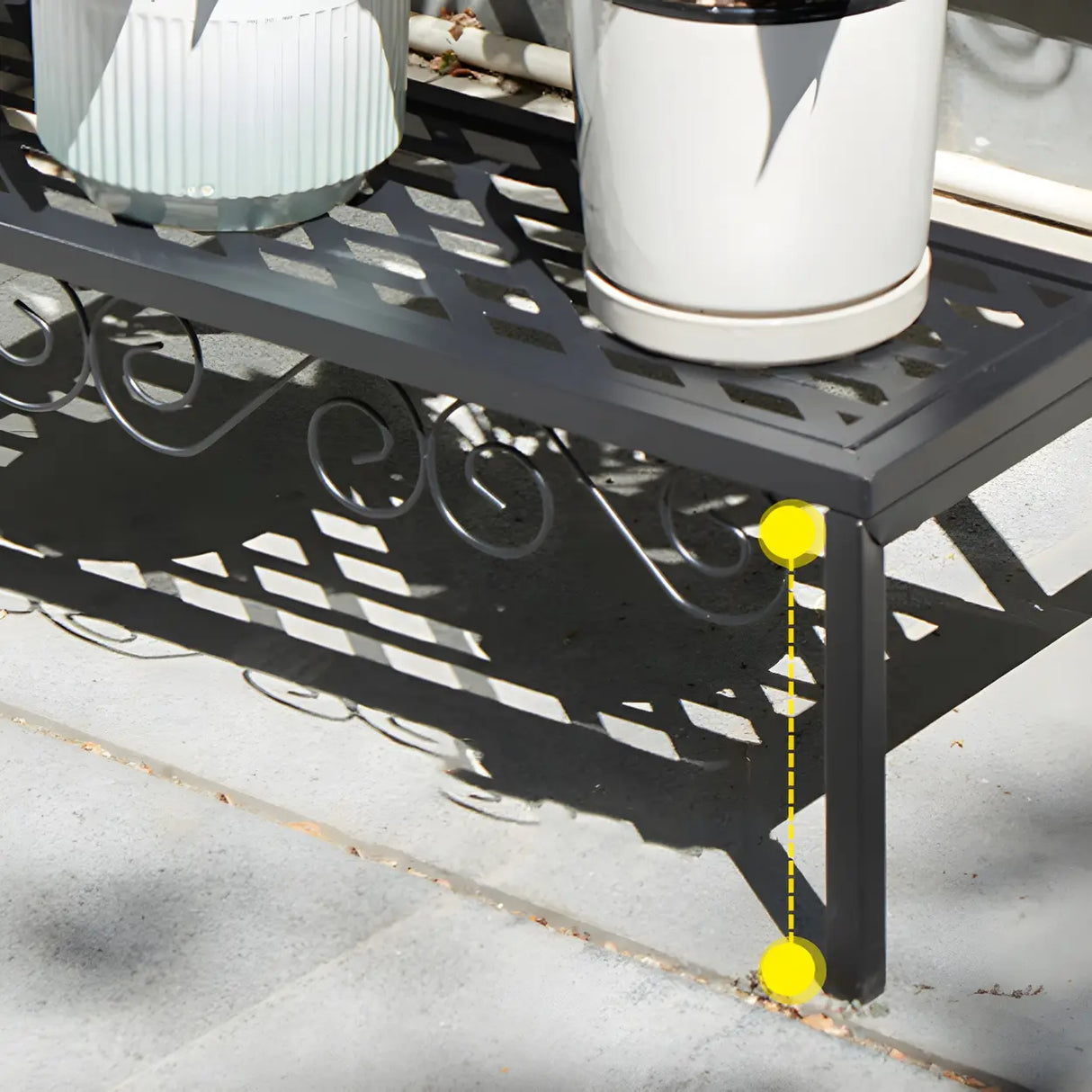 Modish Metal Semi-Circle Balcony Black Plant Stand Image - 15