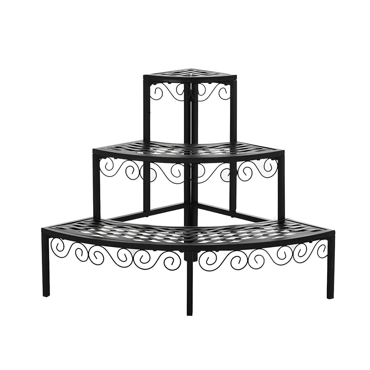 Modish Metal Semi-Circle Balcony Black Plant Stand Image - 17