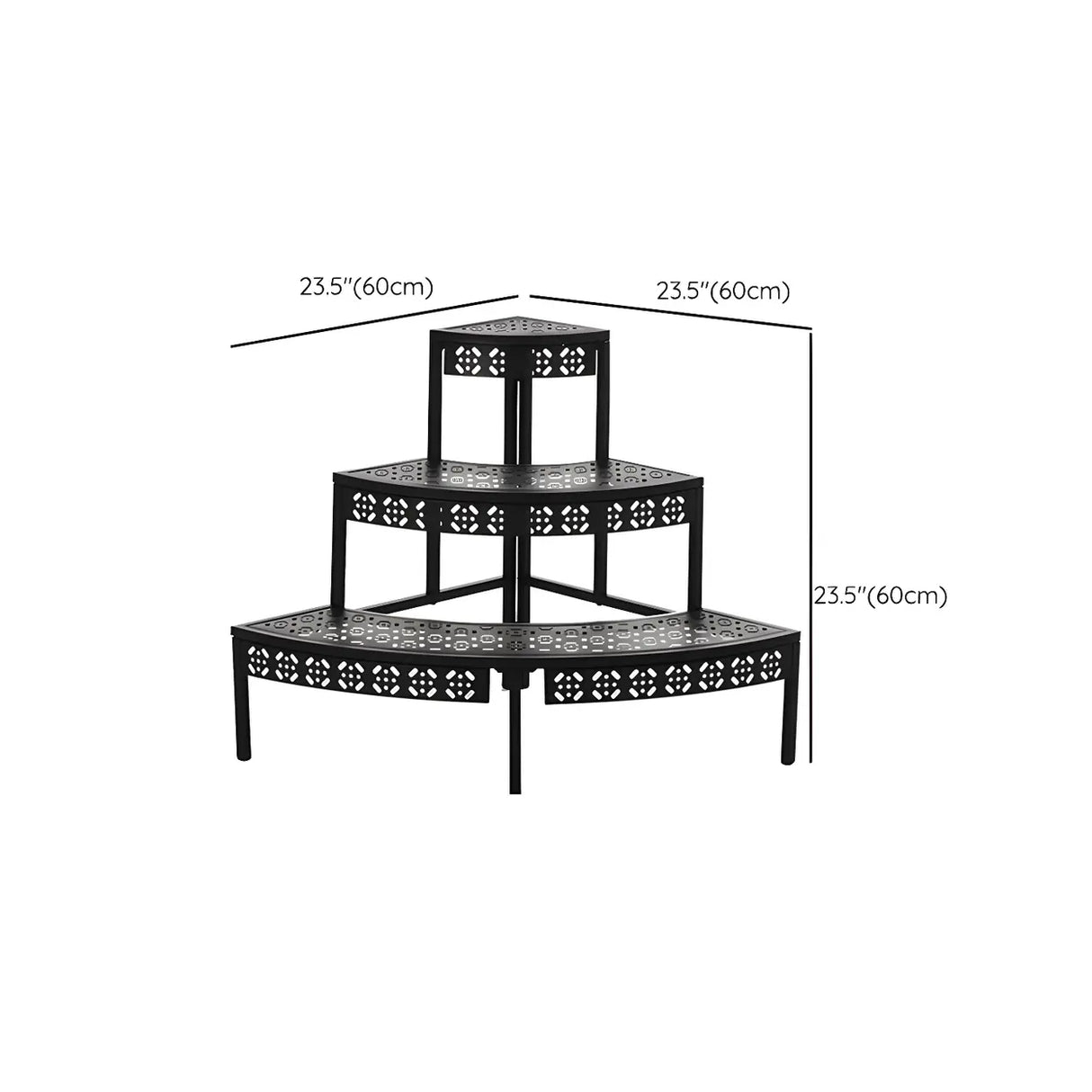 Modish Metal Semi-Circle Balcony Black Plant Stand Image - 21
