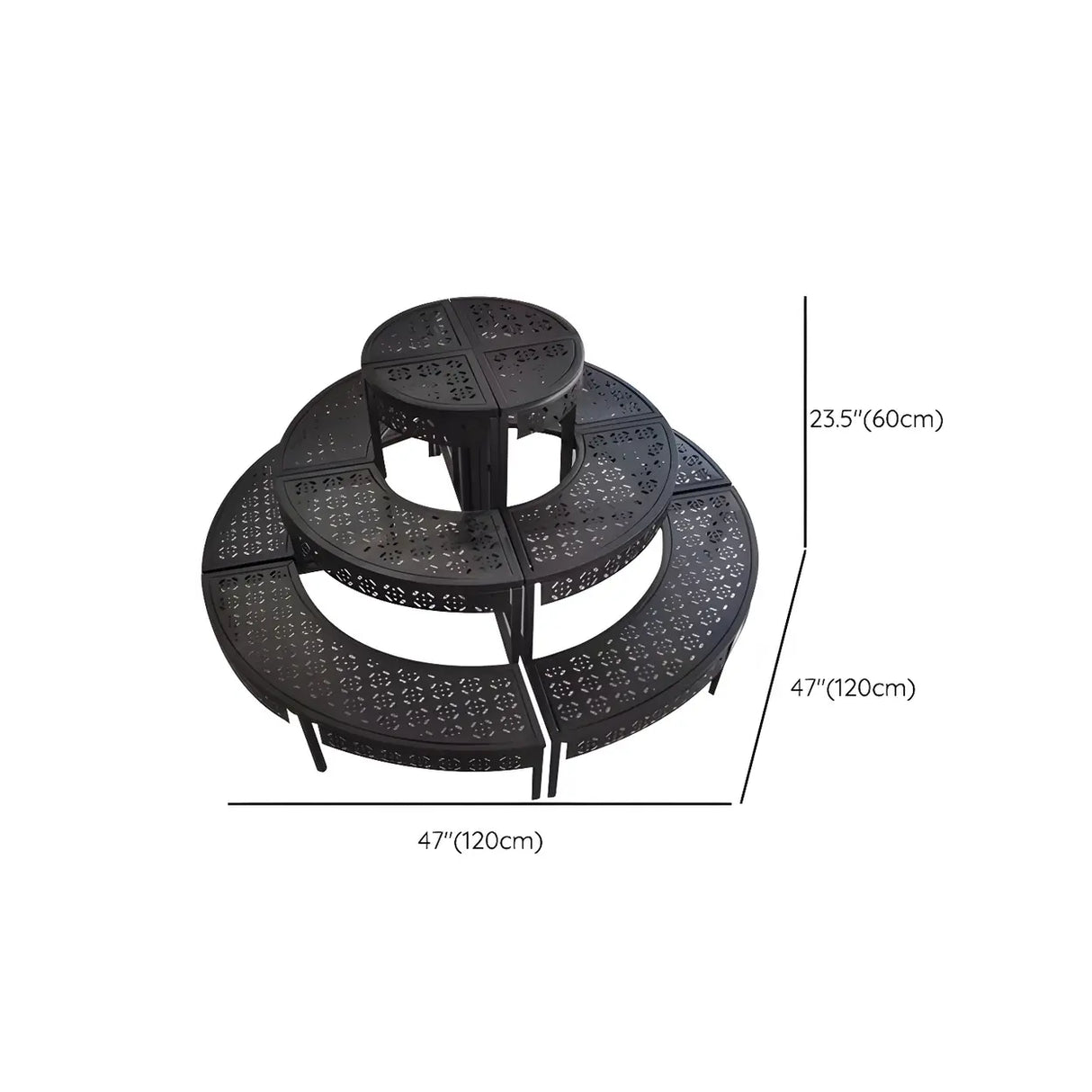 Modish Metal Semi-Circle Balcony Black Plant Stand Image - 25