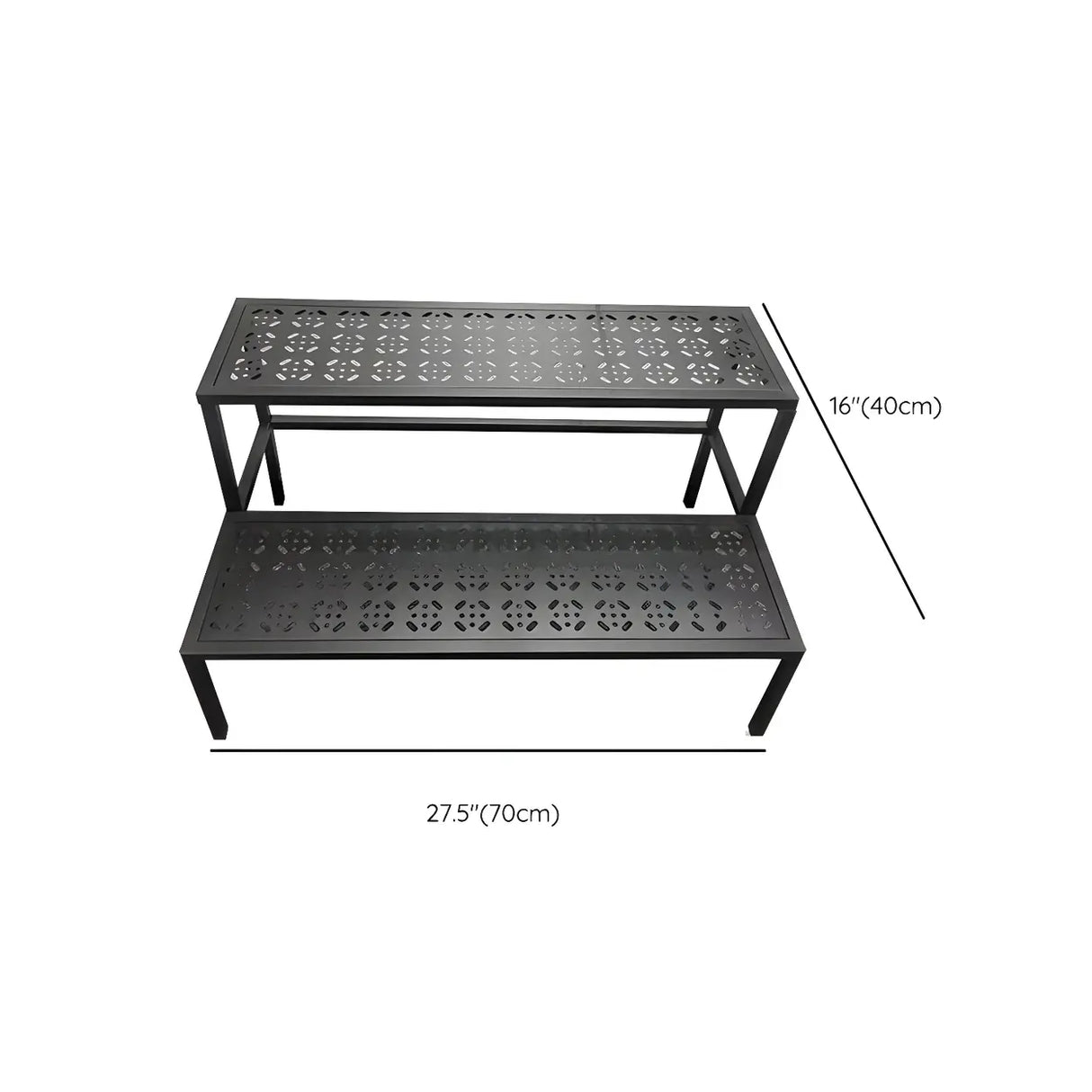 Modish Metal Semi-Circle Balcony Black Plant Stand Image - 27