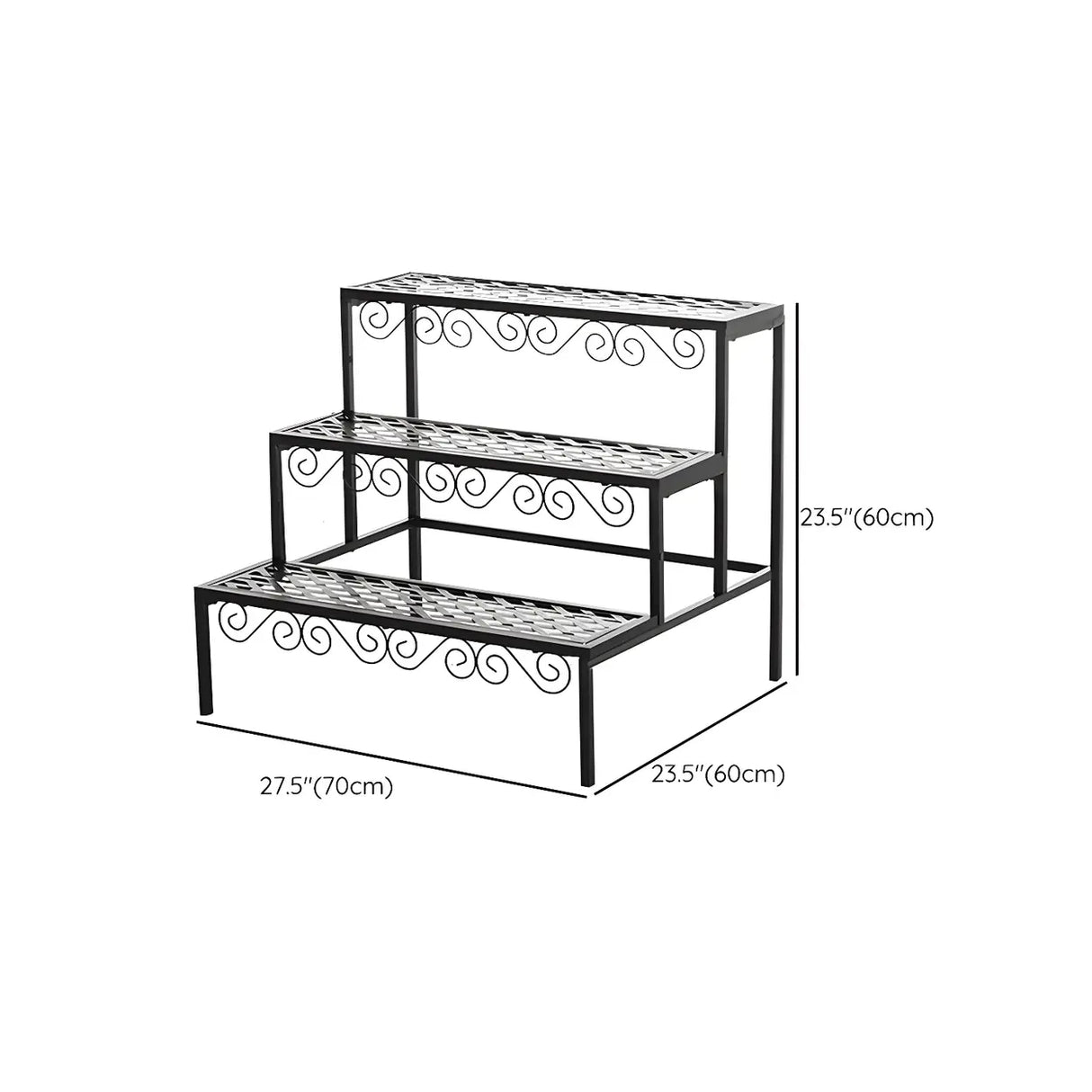 Modish Metal Semi-Circle Balcony Black Plant Stand Image - 28