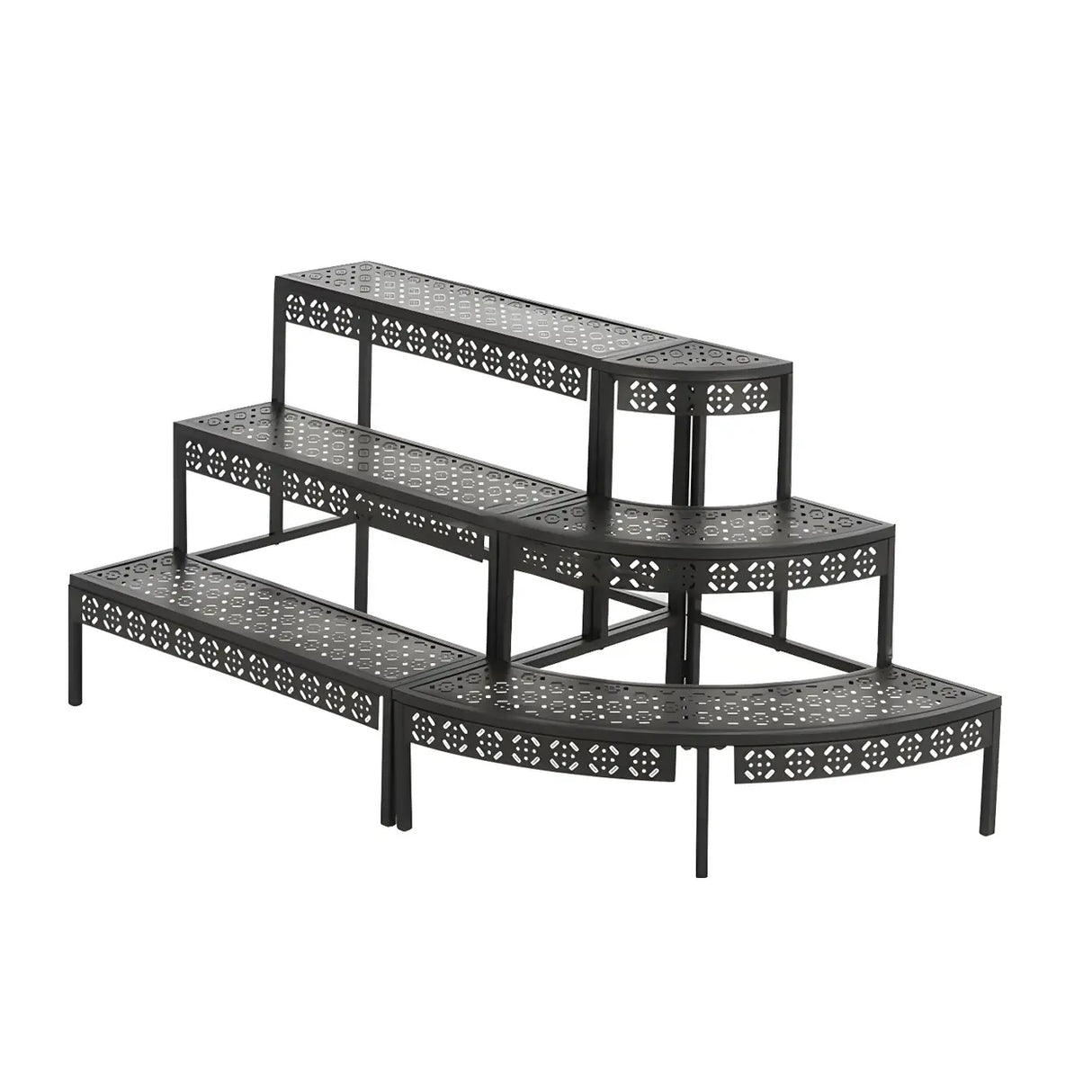 Modish Metal Semi-Circle Balcony Black Plant Stand Image - 5