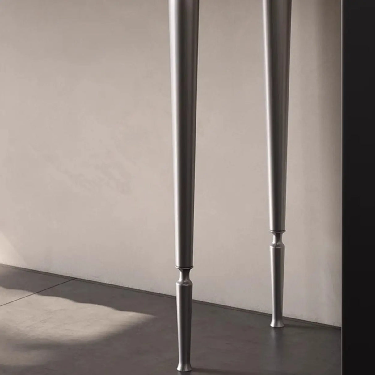 Modish Metal Wave Stone Top Console Table with Drawers Image - 9