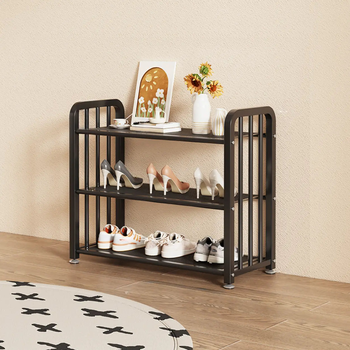 Modish Multi-Tier Freestanding Metal Shoe Storage Rack Image - 20