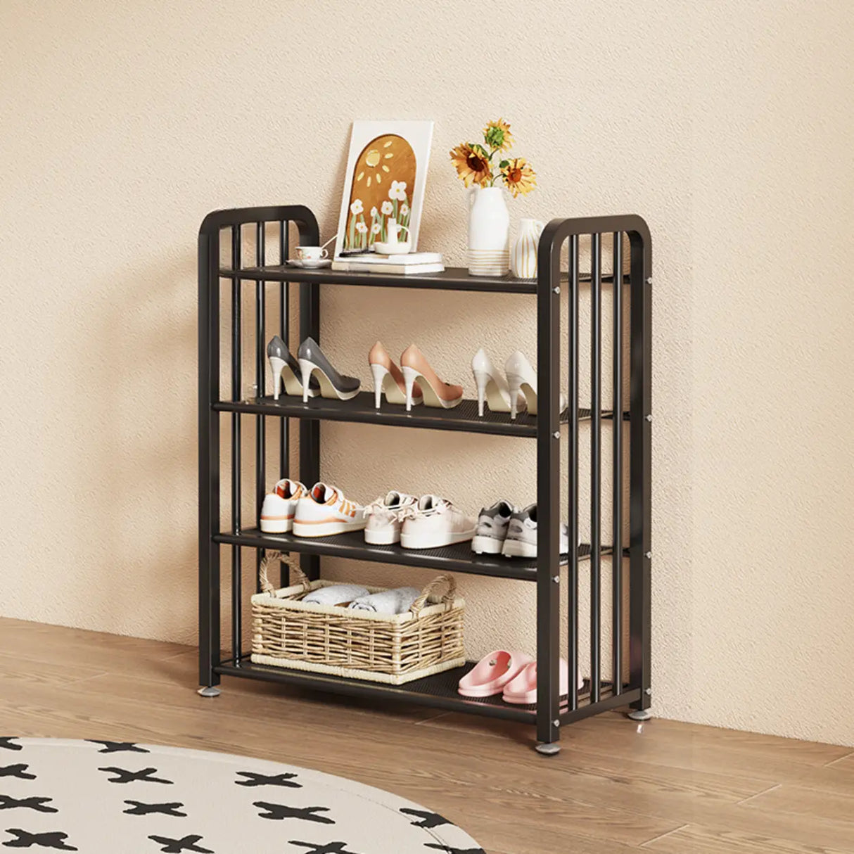 Modish Multi-Tier Freestanding Metal Shoe Storage Rack Image - 22