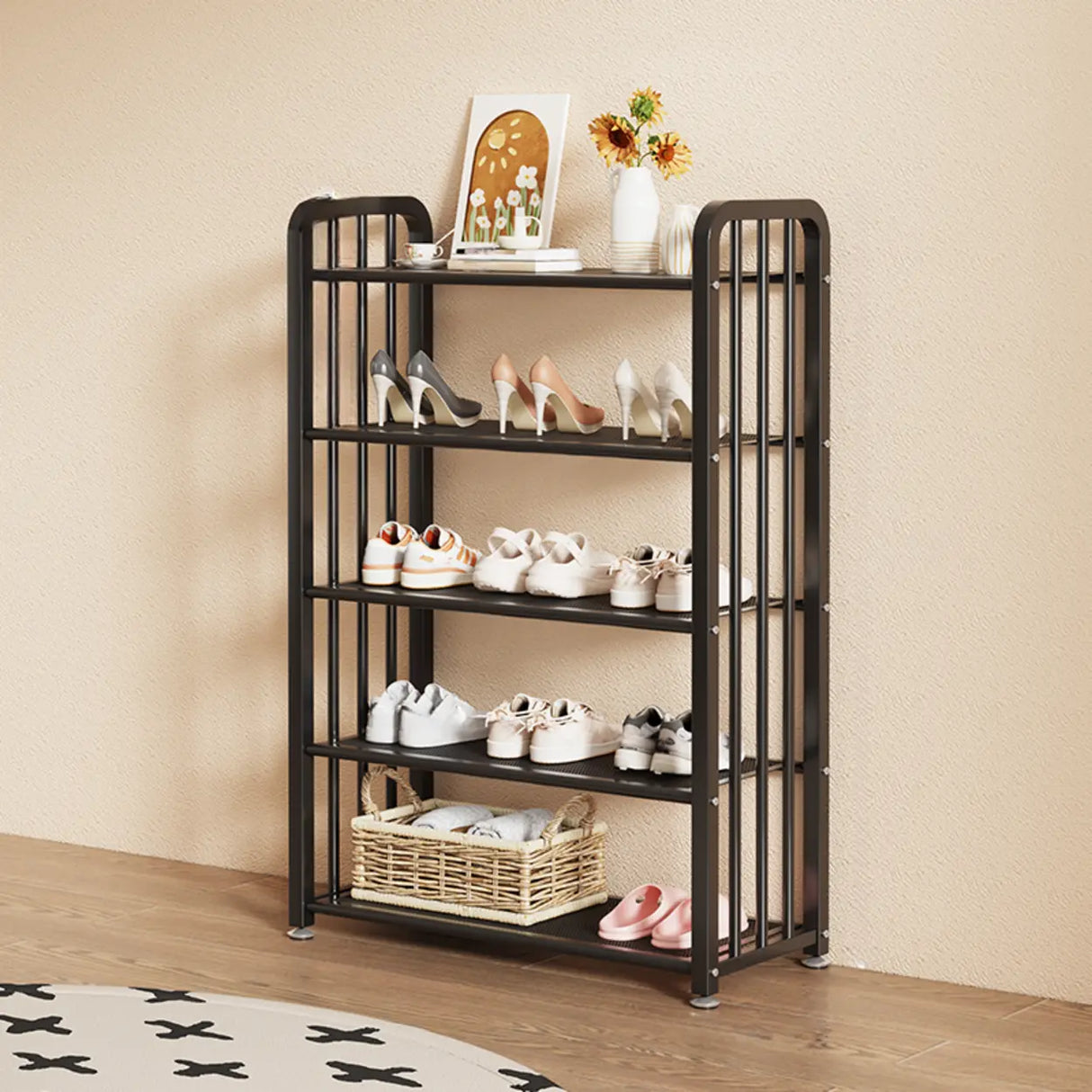 Modish Multi-Tier Freestanding Metal Shoe Storage Rack Image - 23