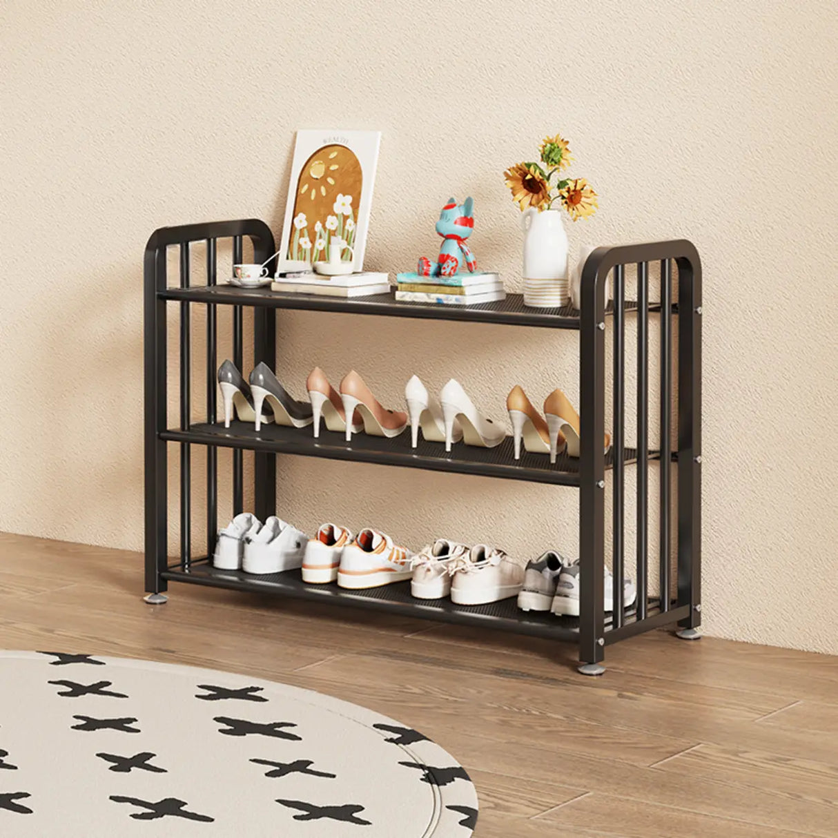 Modish Multi-Tier Freestanding Metal Shoe Storage Rack Image - 25