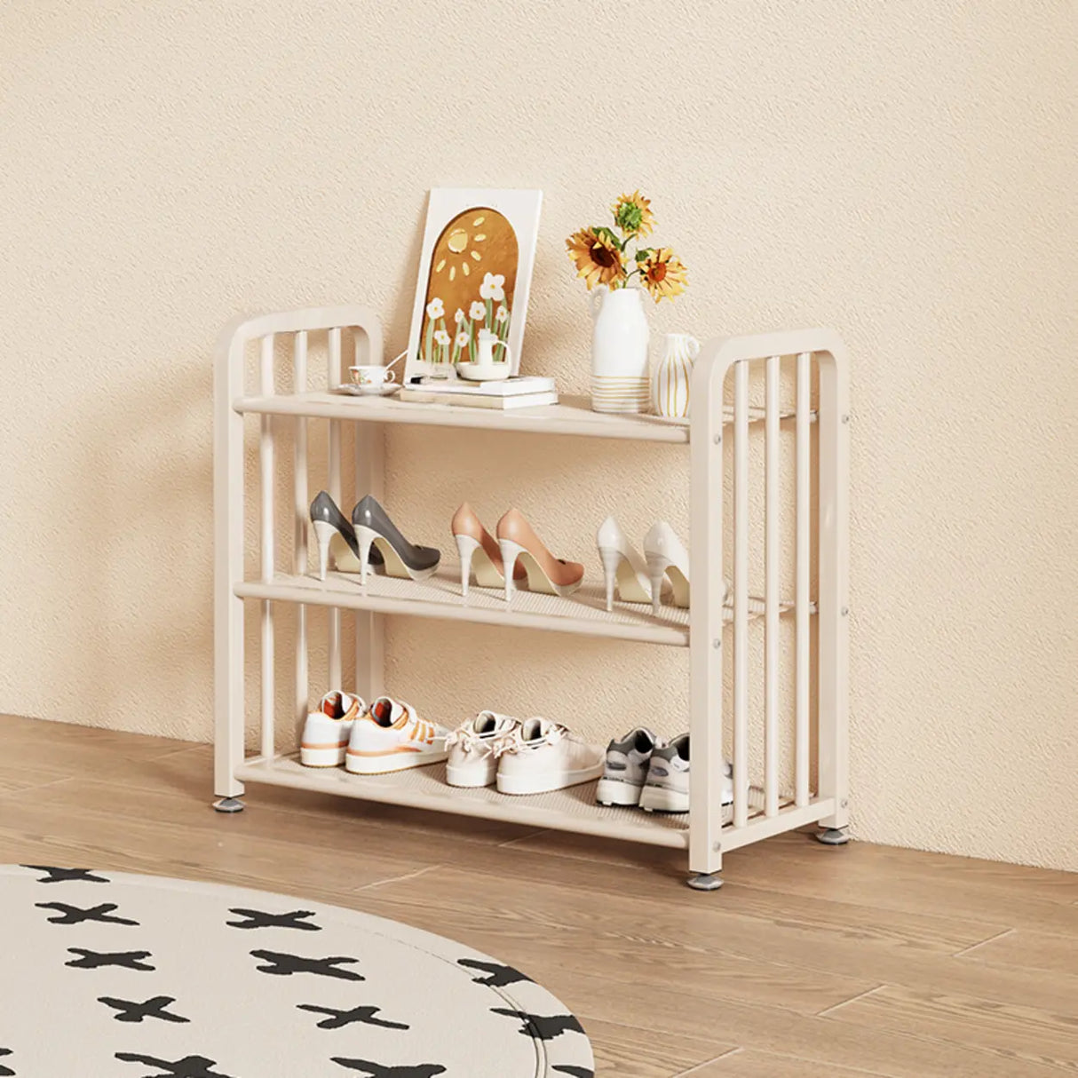 Modish Multi-Tier Freestanding Metal Shoe Storage Rack Image - 2